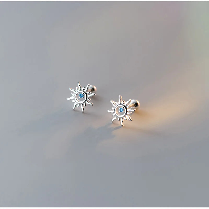 925 Sterling Silver Blue Zircon Earrings